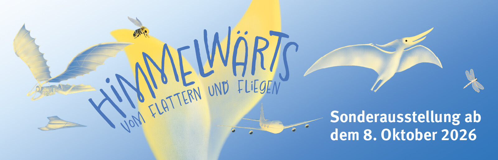 Eine Grafik, die für die Sonderausstellung Himmelwärts im Universum Bremen wirbt